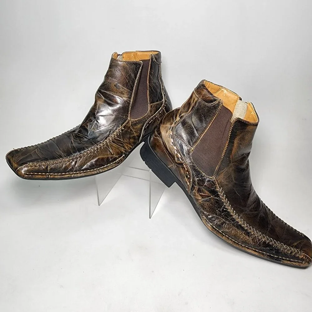 Steve Madden Brown Leather Men Boots Size 7.5